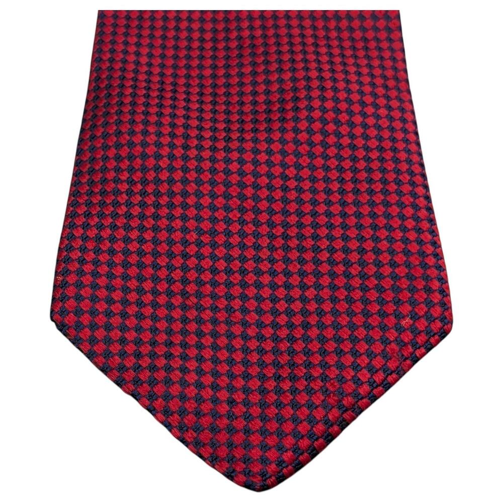 Brooks Brothers Tie 57" Red‎ Blue Silk Geometric Checkered Classic Neckwear USA